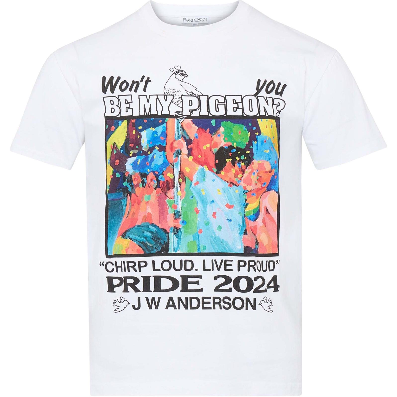 JW Anderson SS24 Unisex White Crewneck Graphic Print Short Sleeve T-Shirt JT0267PG1677001-WHITE