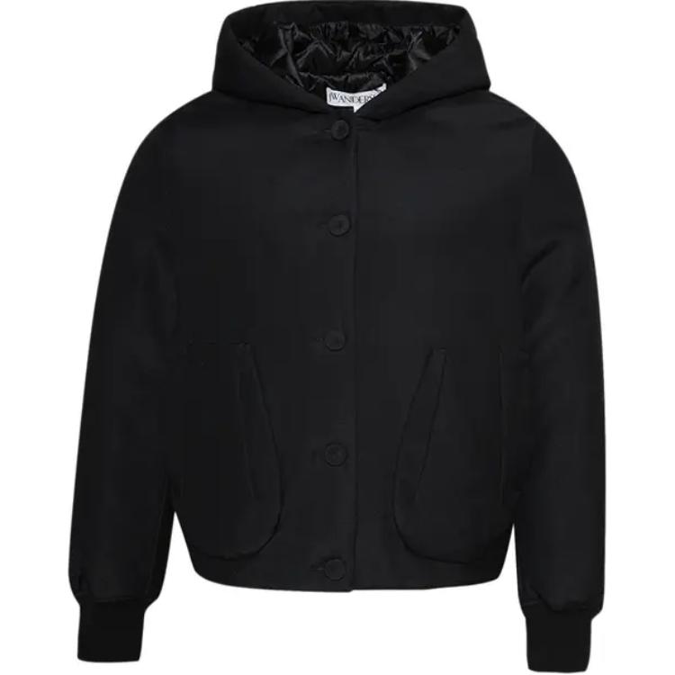 JW Anderson SS25 Black Solid Color Single-Breasted Hooded Jacket Menswear JK0373PG1679-999