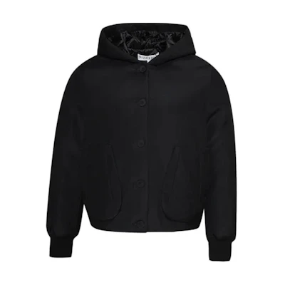 JW Anderson SS25 Black Solid Color Single-Breasted Hooded Jacket Menswear JK0373PG1679-999