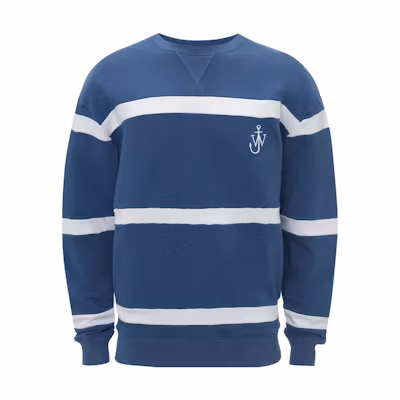 JW Anderson Striped Logo Crewneck Sweatshirt Blue JW0155-PG0717-856