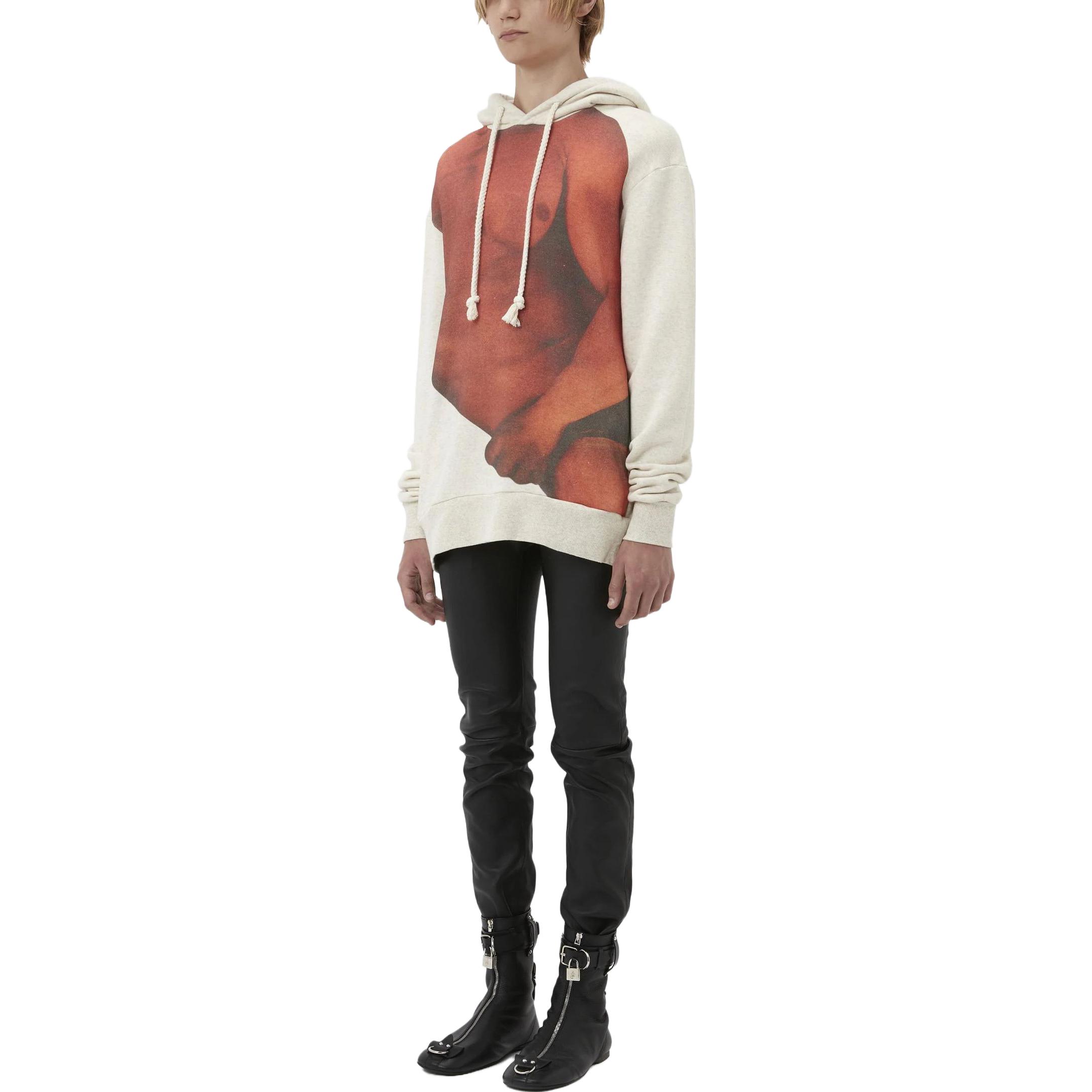 Shop JW Anderson STUDS Graphic Print Drawstring Hoodie Unisex White JW0114PG1397161