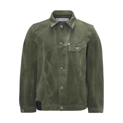JW Anderson Twisted Denim Jacket Green Loose Fit Button-Up Outerwear DJ0029PG1522-500