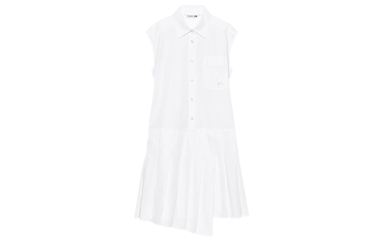 Jw Anderson UNIQLO SS23 Minimalist Sleeveless Pleated Loose Shirt Dress White 458620-00