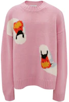Order JW Anderson 男女同款 刺繡羊毛圓領毛衣 粉色 18413132