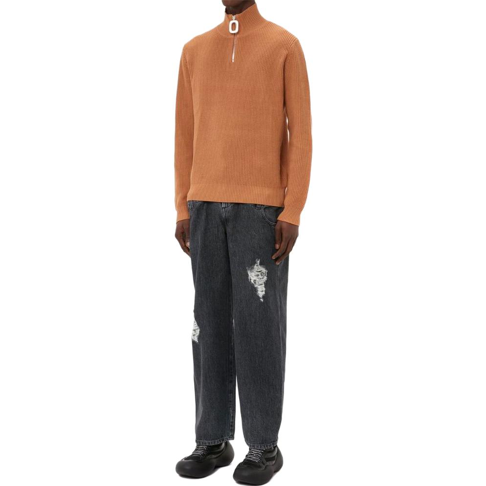 Shop JW Anderson Unisex Oversized Pullover Knit Sweater Jingga Berzip KW0868YN0126132