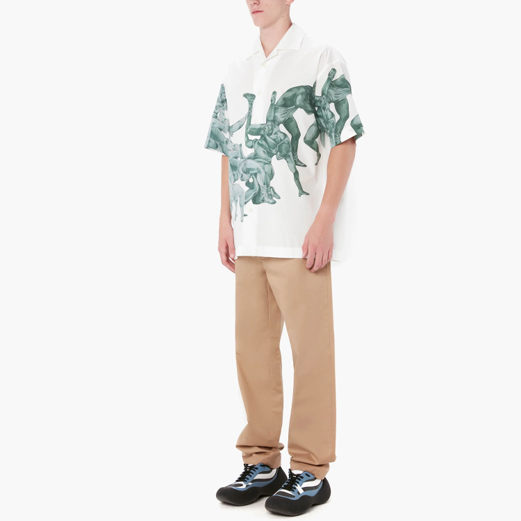 Lookbook JW Anderson x Pol Anglada SS23 Camisa Blanca Gráfica de Manga Corta SH0228PG1090001