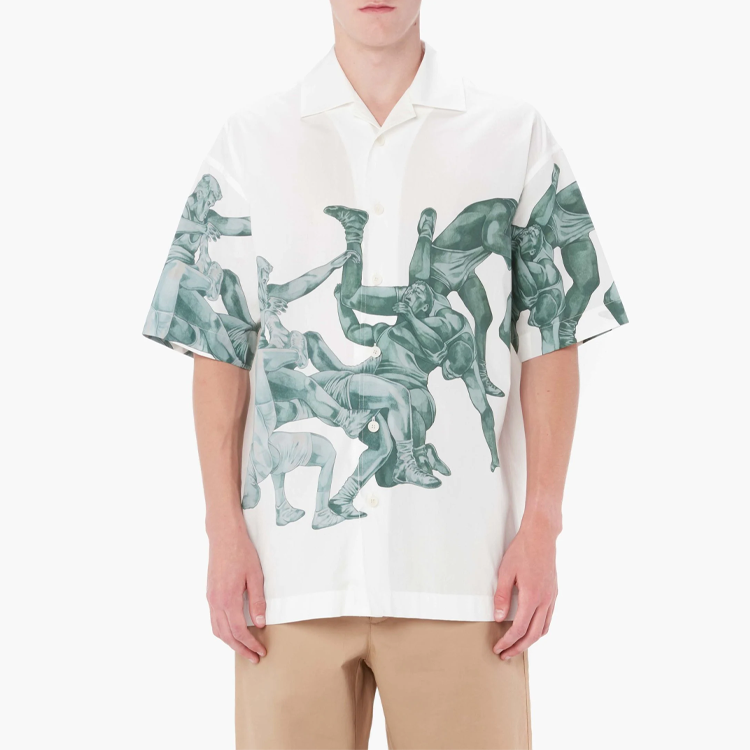 Shop JW Anderson x Pol Anglada SS23 Camisa Blanca Gráfica de Manga Corta SH0228PG1090001