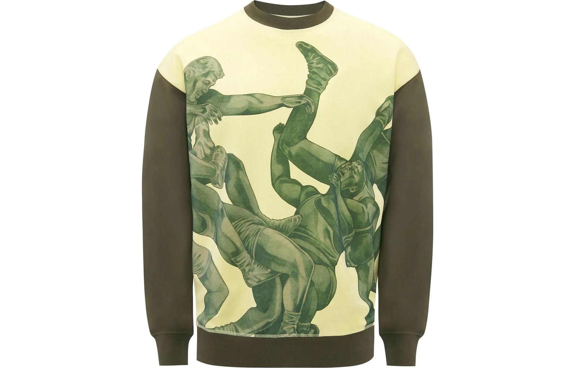 JW Anderson Pol Anglada SS23 Graphic Print Crewneck Sweatshirt Men’s Army Green JW0082PG0861211