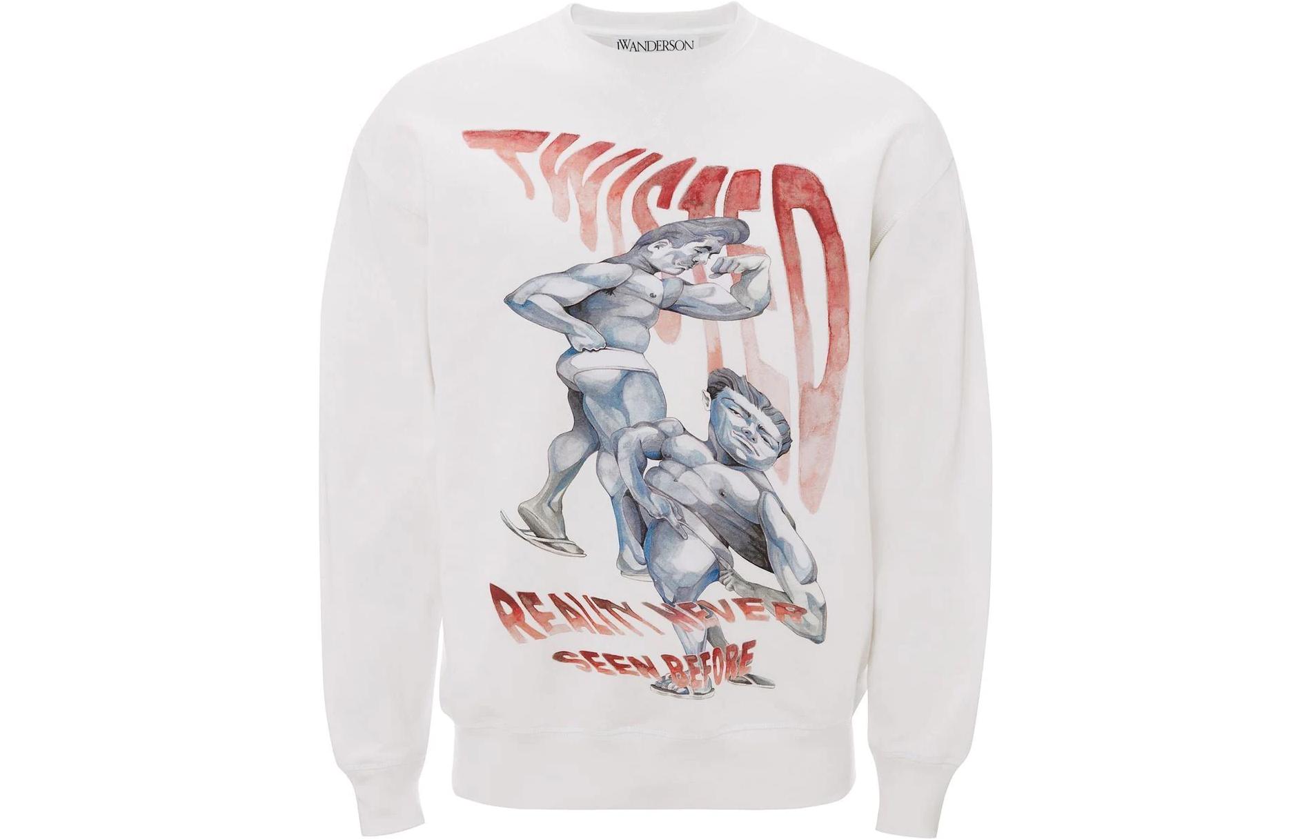 JW Anderson X Pol Anglada SS23 Graphic Print Crewneck Sweatshirt White JW0084PG0861002