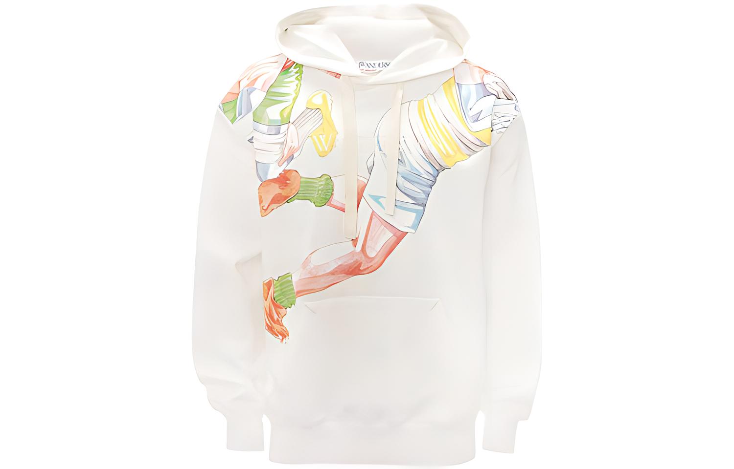JW Anderson Rugby FW21 Printed Cotton Pullover Hoodie White JO0073-PG0771-002
