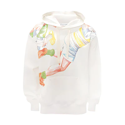 JW Anderson Rugby FW21 Printed Cotton Pullover Hoodie White JO0073-PG0771-002