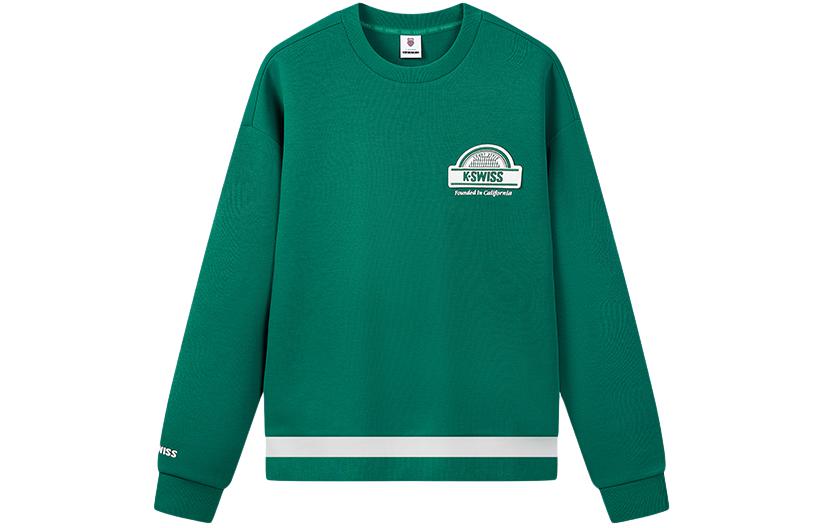 K-Swiss KSWISS Moss Green Letter Print Crewneck Pullover Sweatshirt 109857-369