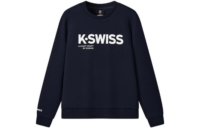 K-Swiss KSWISS Navy Blue Warm Logo Crewneck Pullover Sweatshirt 109856-495