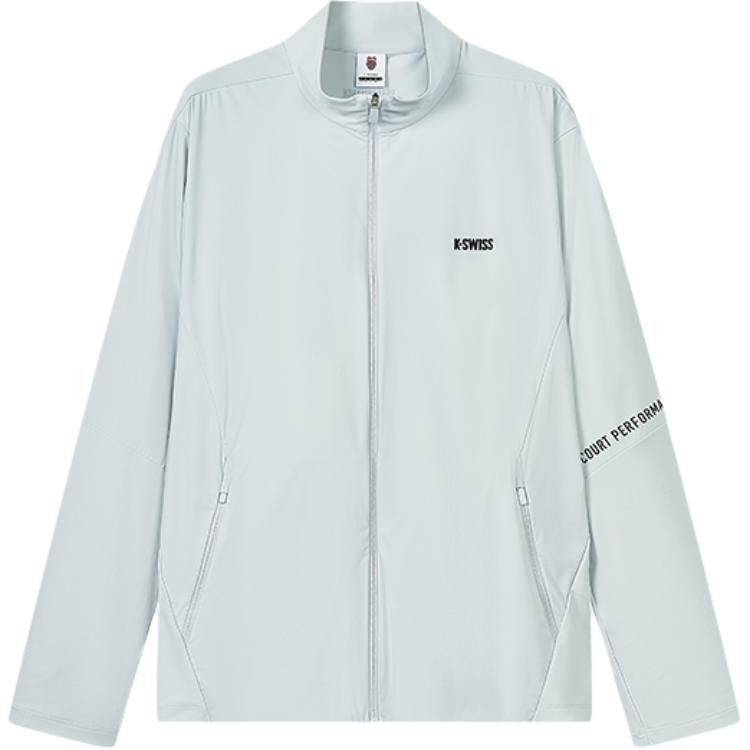 K-Swiss Lightweight Casual Jacket Light Gray Blue Trendy Long-Sleeve 109982-413