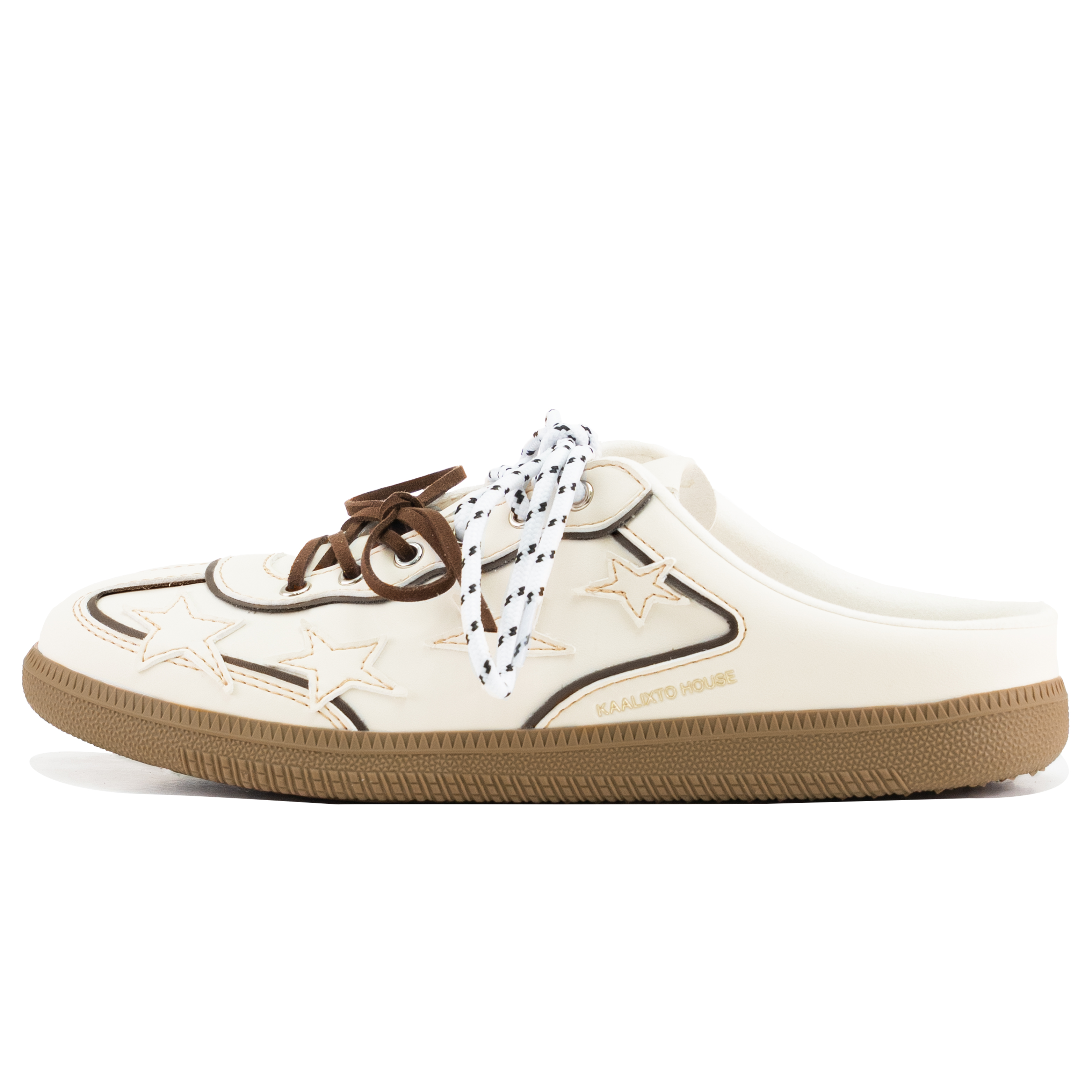 KAALIXTO Amber Glow Slip-On Clogs White Brown Casual Shoes KSH250611