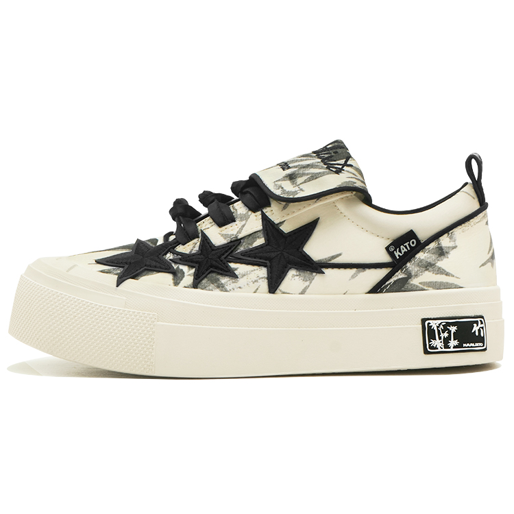 Kaalixto Bamboo Canvas Low-Top Sneakers Black White. KSH240711