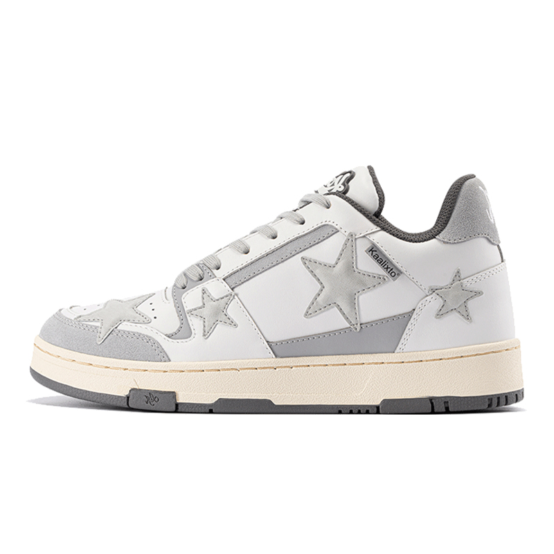 KAALIXTO Help Stars Silver White/Grey Mid-Top Skating Shoes Comfortable KSH220314