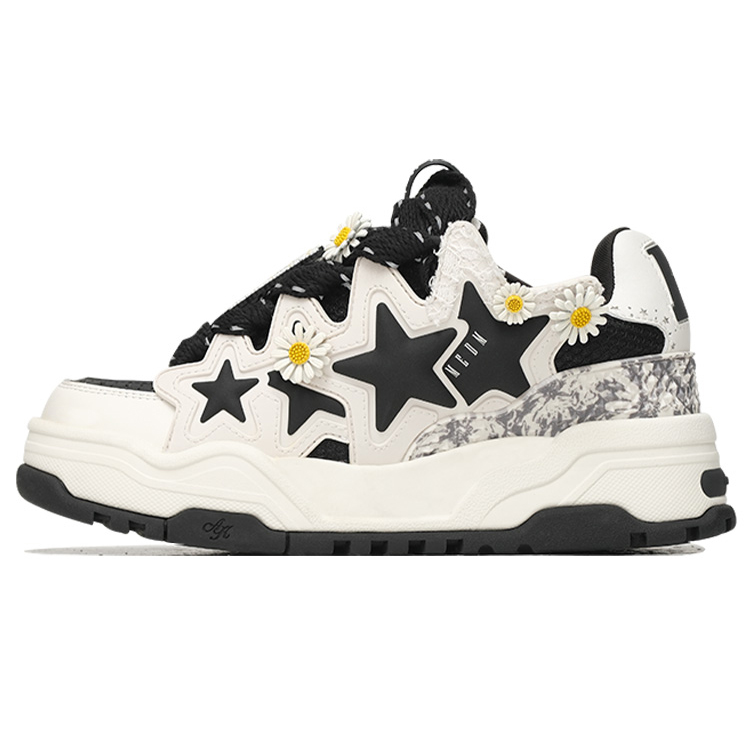 KAALIXTO x MEDM Metaidaisy Black White Daisy Low-Top Skate Shoes Durable. KSH231014
