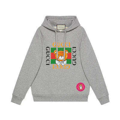 Kai Gucci SS21 Cartoon Graphic Hoodie Grey Cotton Hoodie Collaborative Edition 623244-XJDJO-1093