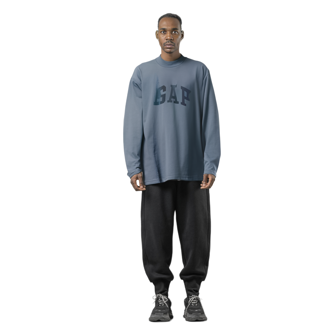 Shop カニエ コンサート YEEZY x Gap x Balenciaga ドーブロゴ ロングスリーブTシャツ ネイビー. YEEZY-SS22-116