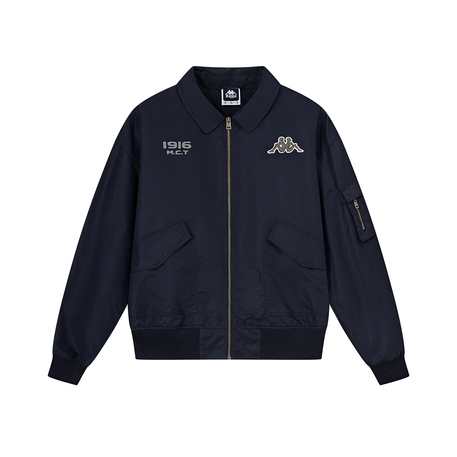 Kappa 1916 Series Black Retro Windproof Multi-Pocket Flight Jacket K0E52JJ01D-990