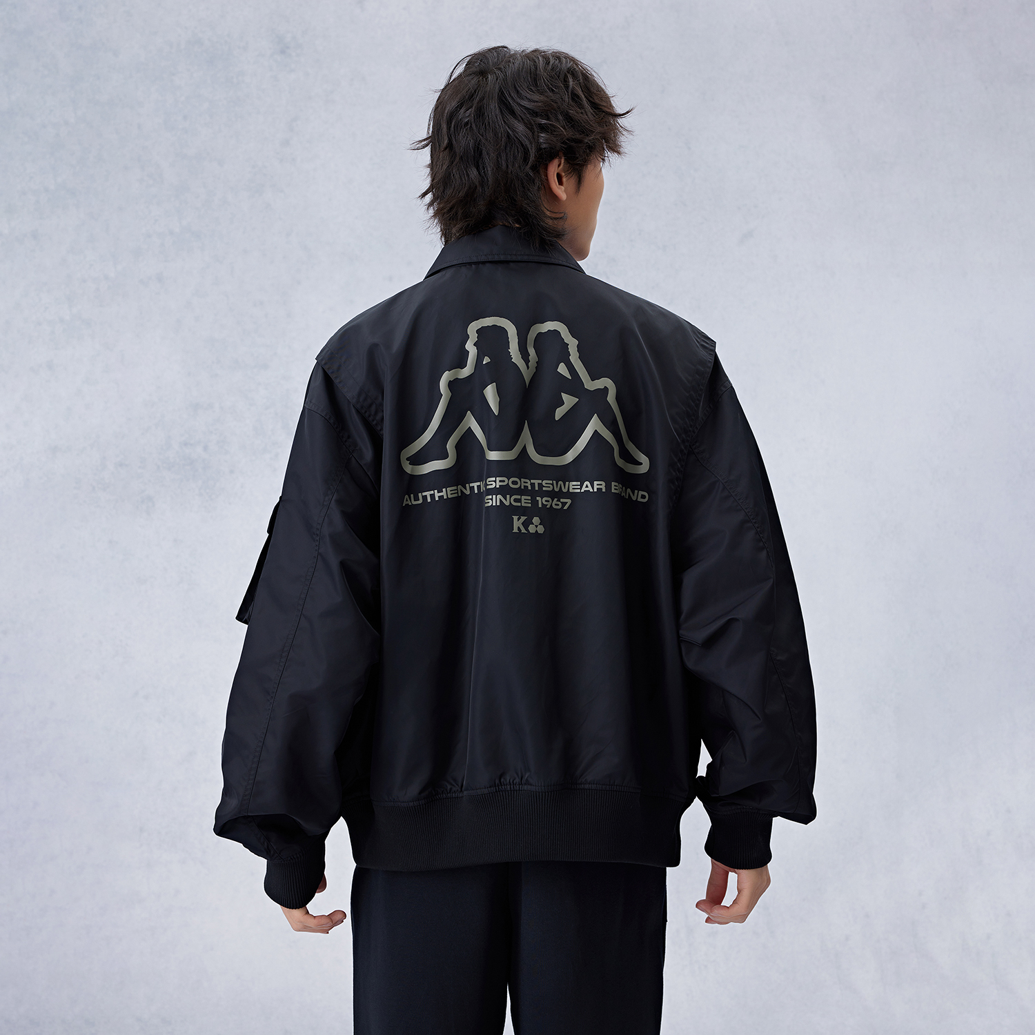 Kappa 1916 Series Black Retro Windproof Multi-Pocket Flight Jacket K0E52JJ01D-990 圖 7