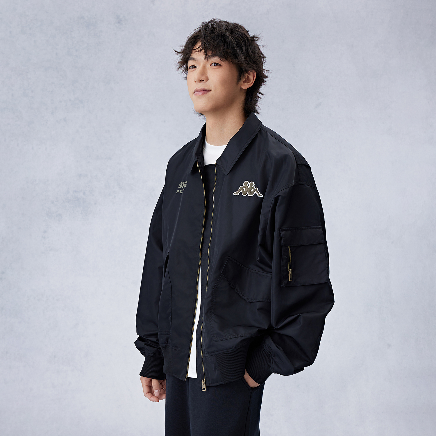 Kappa 1916 Series Black Retro Windproof Multi-Pocket Flight Jacket K0E52JJ01D-990 圖 8