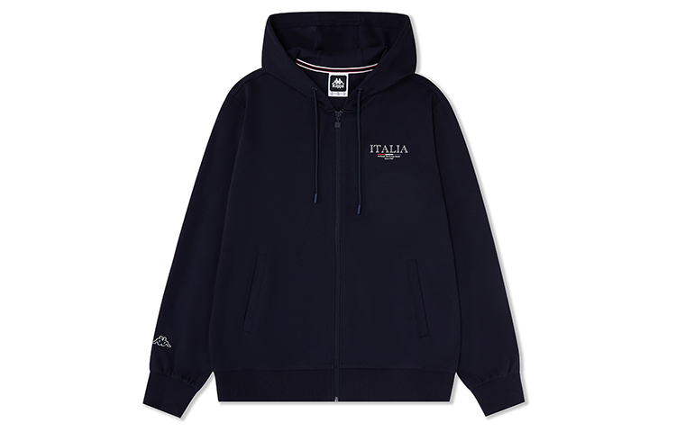 Kappa 1916 Series Retro Hoodie Jacket Dark Night Blue Black Long Sleeve. K0E32MK01