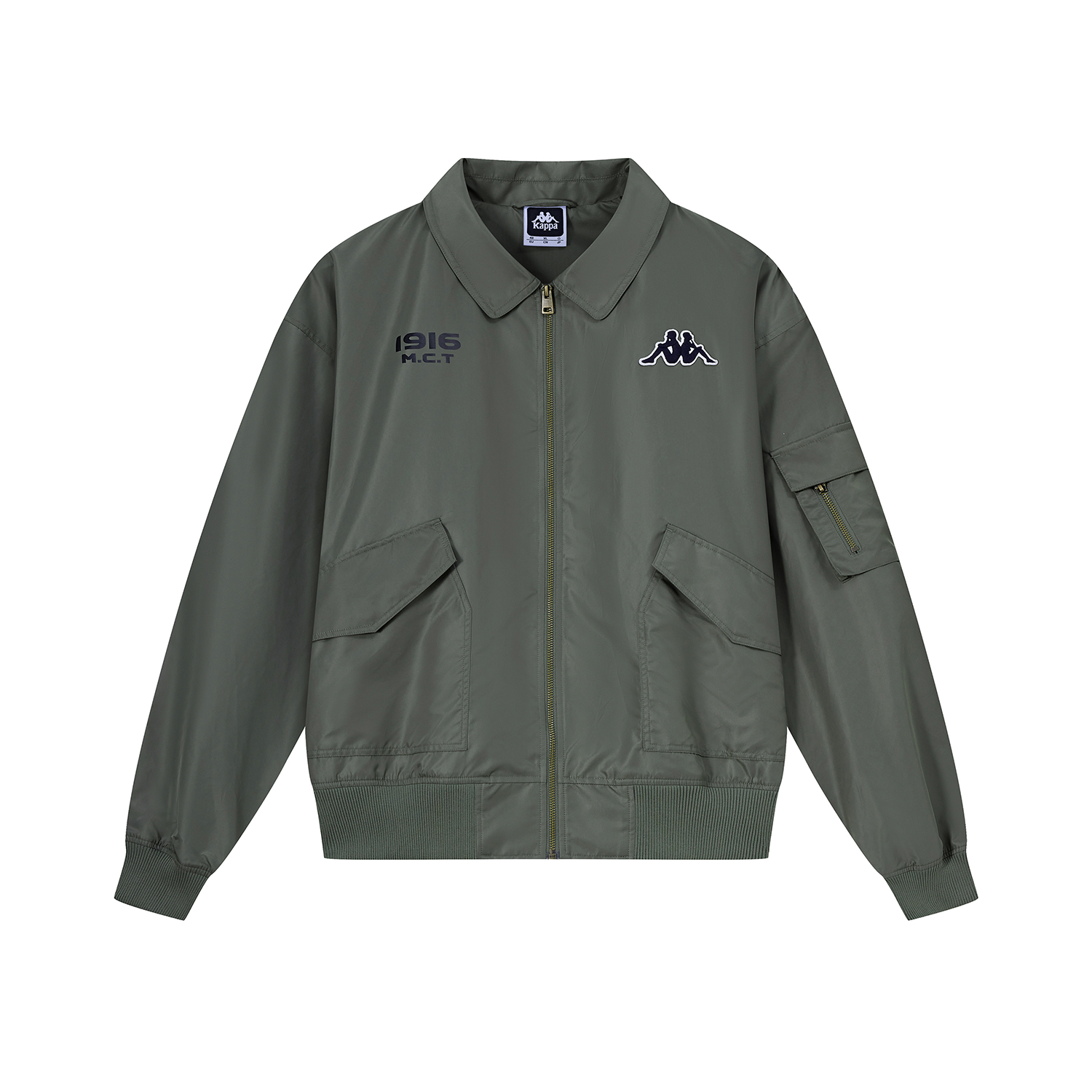 Kappa 1916 Series Retro Utility Flight Jacket Green Casual Sportswear K0E52JJ01D-3731