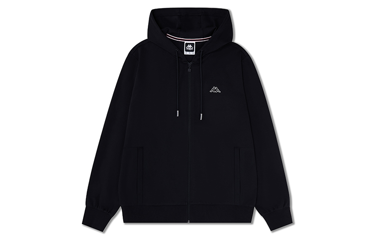 Kappa 1916 Series Retro Zipper Hoodie Cool Long-Sleeve Black Sweatshirt K0E32MK02