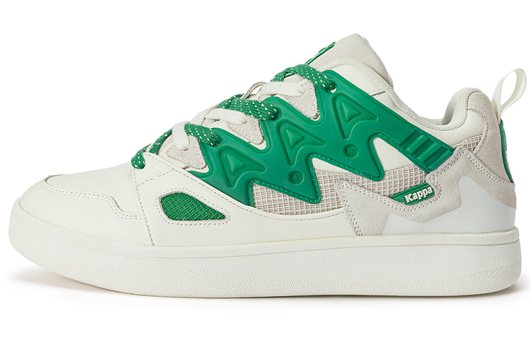Kappa 'Deconstructed Low-Top in White and Light Green'