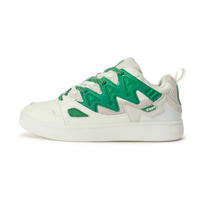 Kappa 'Deconstructed Low-Top in White and Light Green'