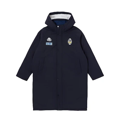 Kappa Long Hooded Padded Jacket Dark Blue/Black with Logo Embroidery. K0D72MM03-906
