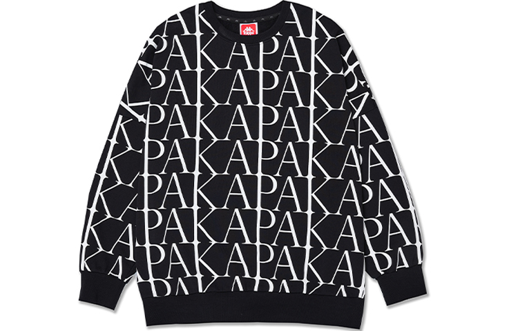 Kappa Azzurro Letter Print Crewneck Sweatshirt Mineral Black Unisex KAA0KT42