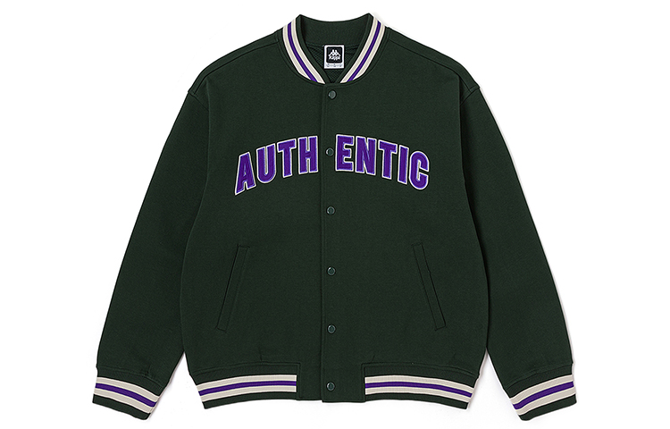 Kappa Baseball Jacket American Retro Knit Casual Letter Sweater. K0D72WK80