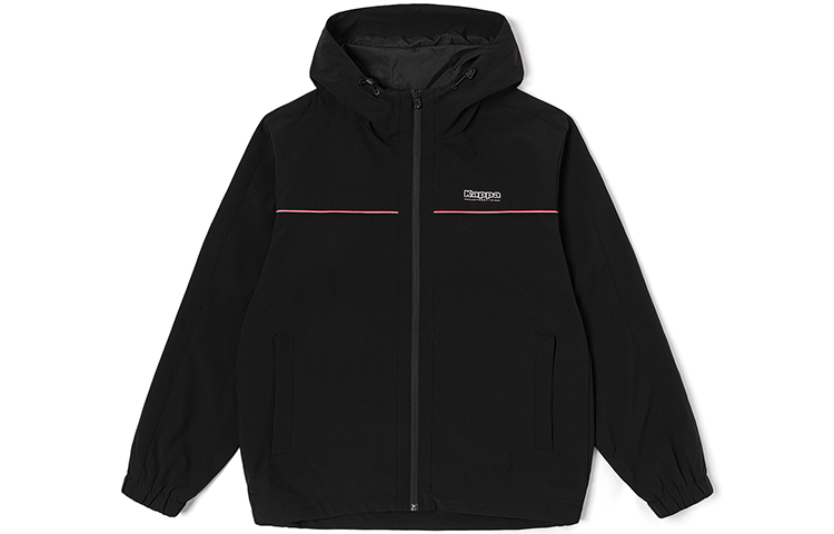 Kappa Black Long-Sleeve Hooded Windbreaker Jacket K0D12FJ02