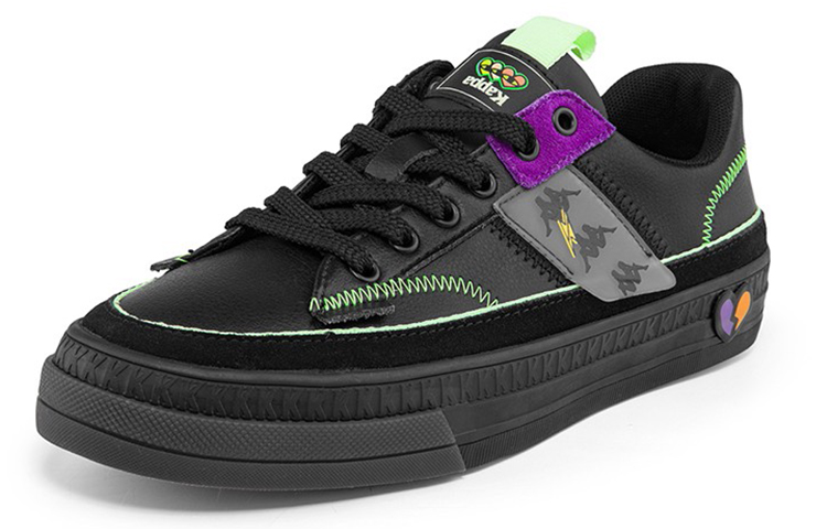 Order Kappa 卡帕 皮面鴛鴦串標板鞋 男女同款 黑色