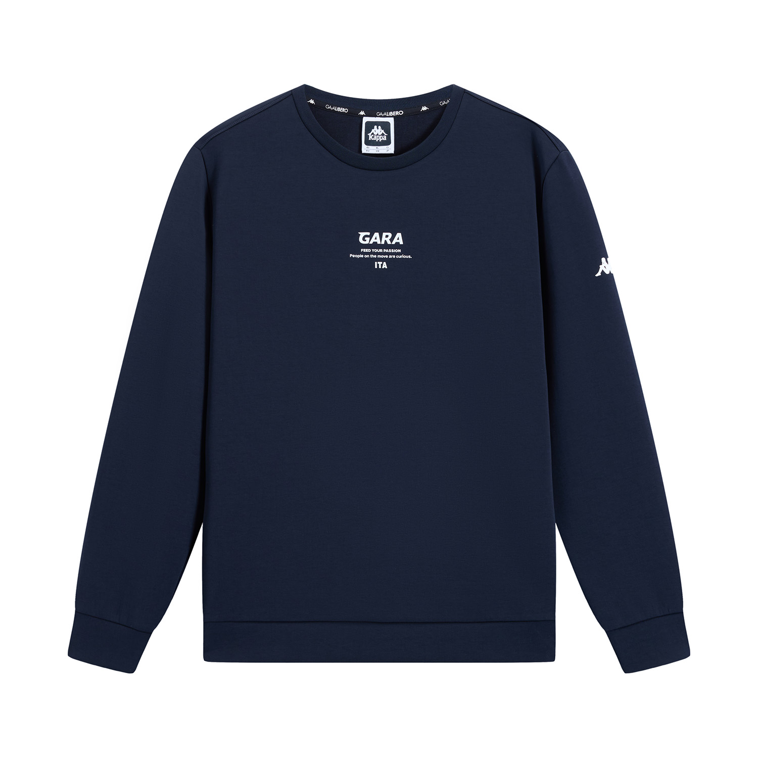 Kappa GARA Series Retro Knit Pullover Sweatshirt in Midnight Blue/Black K0E72WT40