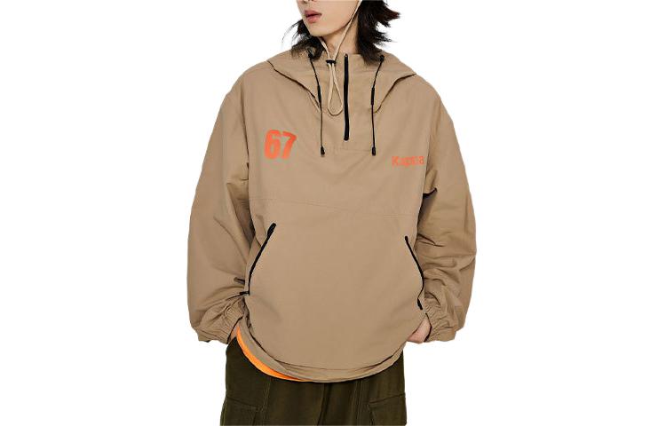 Kappa Half-Zip Hooded Windbreaker with Alphanumeric Print. KPCEDFJ01
