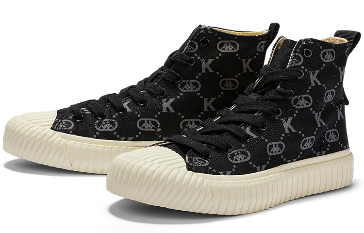 Lookbook Kappa Kasut Kanvas Tinggi 'Corak-Penuh Hitam' K0CY5VS14-990