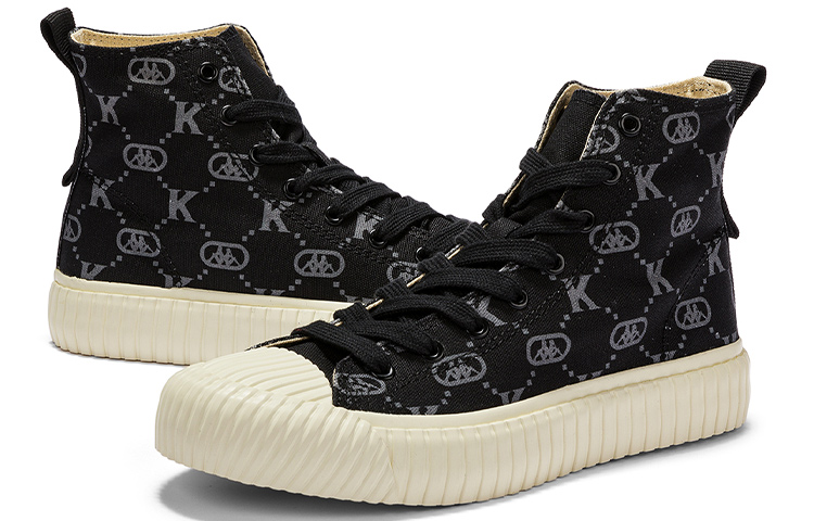 Shop Kappa Kasut Kanvas Tinggi 'Corak-Penuh Hitam' K0CY5VS14-990