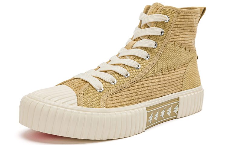 Kappa High-Top Corduroy Sneakers 'Grey Beige White' 圖 2
