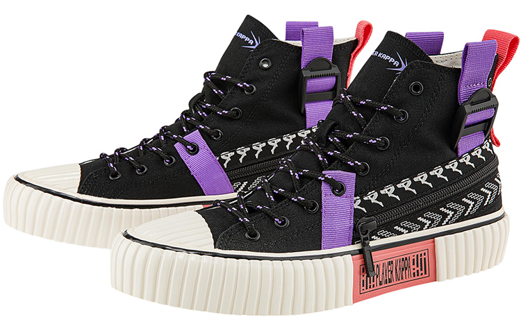 Lookbook Kappa High Top Casual Fashion Canvas Sneaker 'Black Sea Shell Purple' K0BY5VS01D-990A