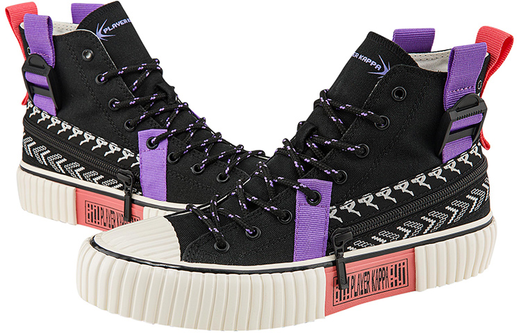 Shop Kappa High Top Casual Fashion Canvas Sneaker 'Black Sea Shell Purple' K0BY5VS01D-990A
