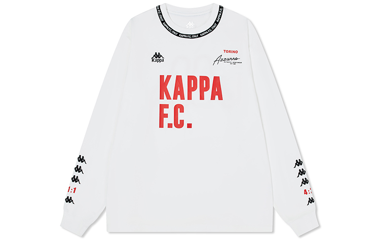 Kappa KYSK-Revival Series Unisex Cotton Logo Crewneck Sweatshirt in White KAB0LT99