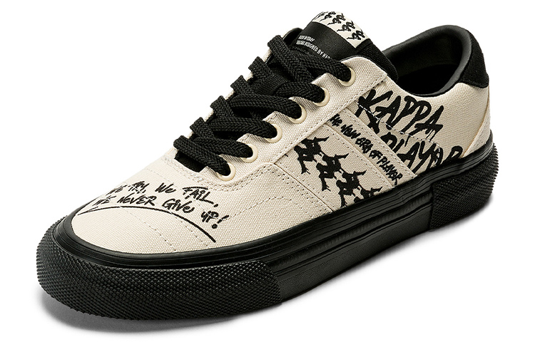 Order Kappa 串標 耐磨 低幫 板鞋 男女同款 鷺羽白黑