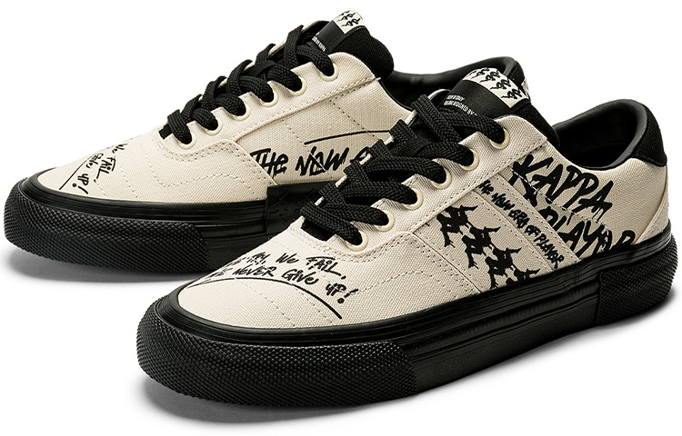 Lookbook Kappa 串標 耐磨 低幫 板鞋 男女同款 鷺羽白黑