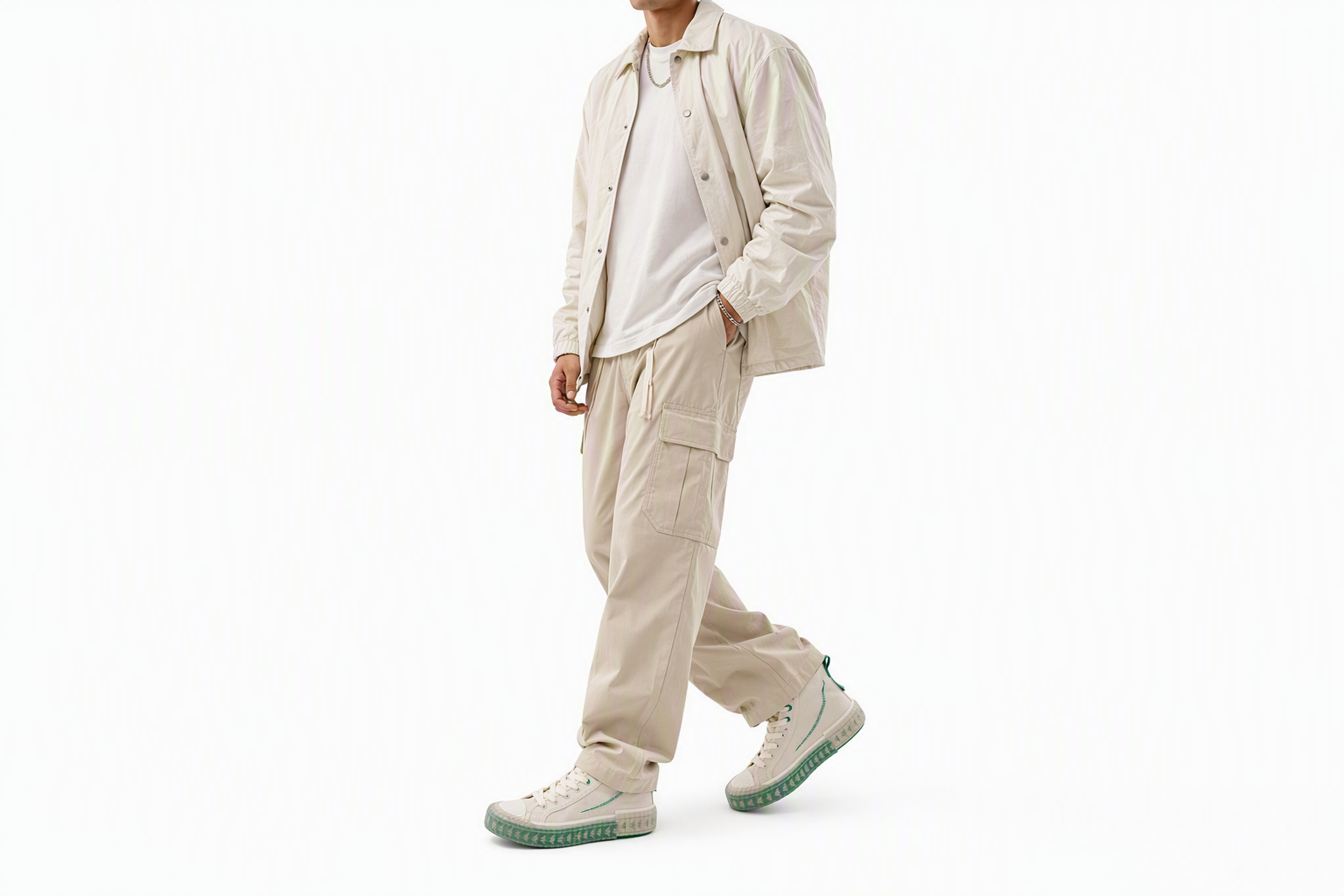 Order Kappa One Piece x Sepatu Kanvas Tinggi Hak Putih Hijau 'Zoro' KPCBGVS51C-024