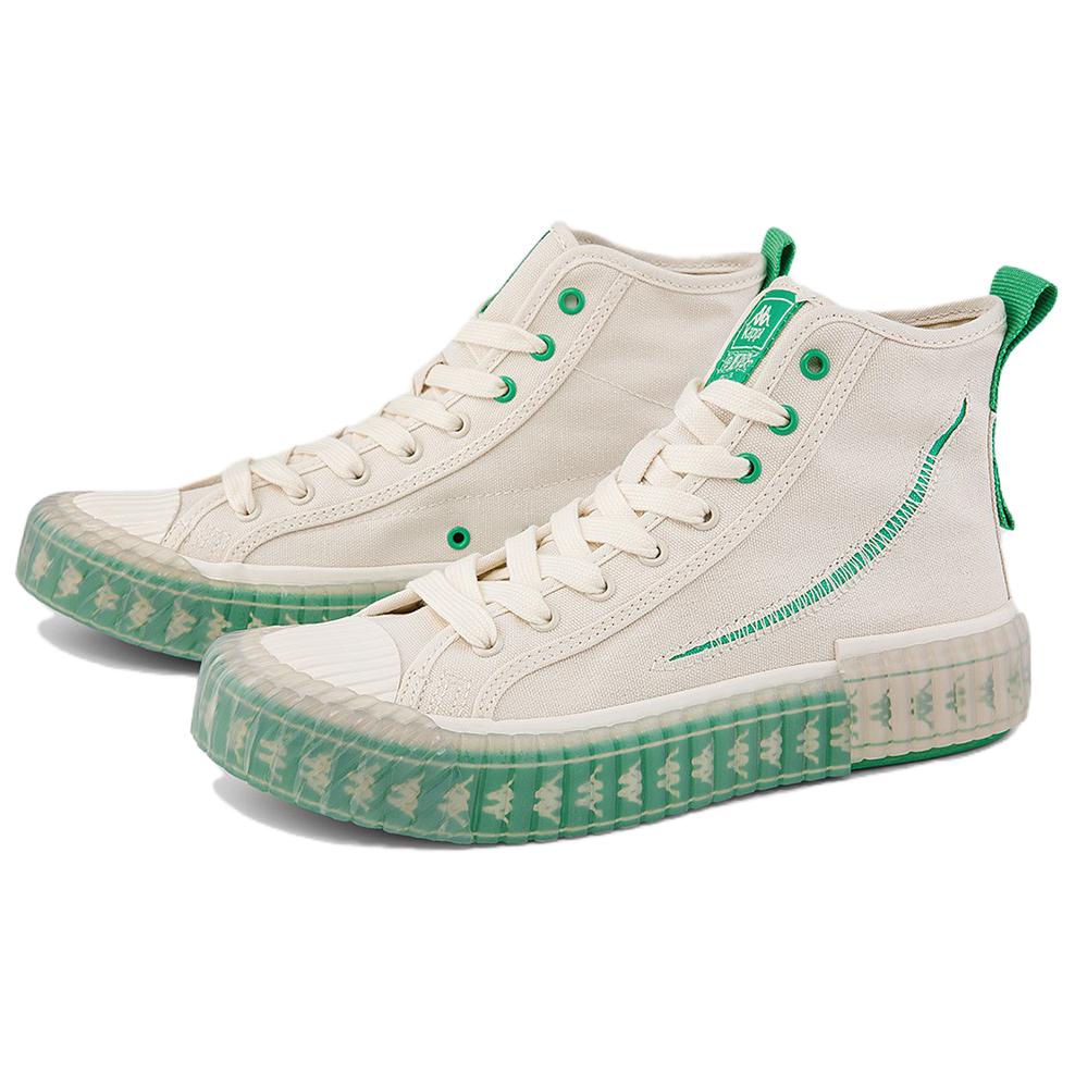 Lookbook Kappa One Piece x Sepatu Kanvas Tinggi Hak Putih Hijau 'Zoro' KPCBGVS51C-024