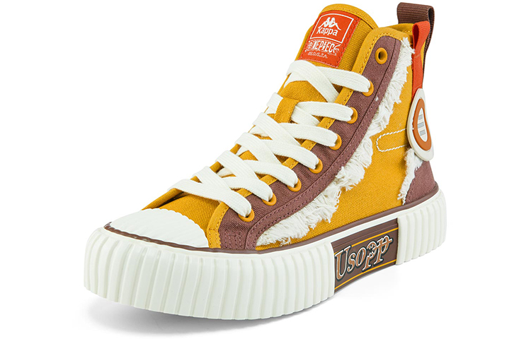 Kappa One Piece High-Top Canvas 'Brown Yellow' 圖 2